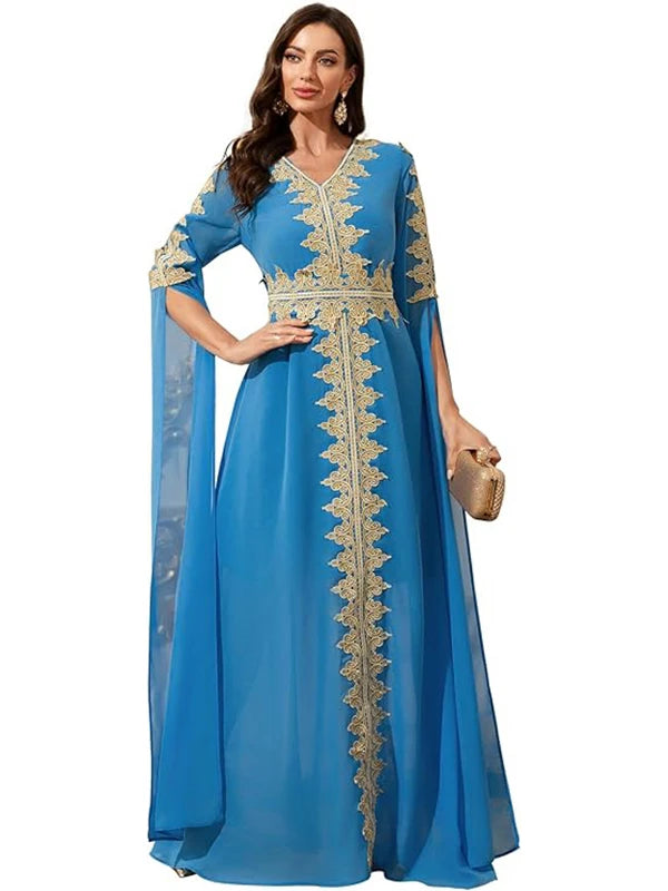 Lace Ethnic Moroccan Abaya Kaftan Dress