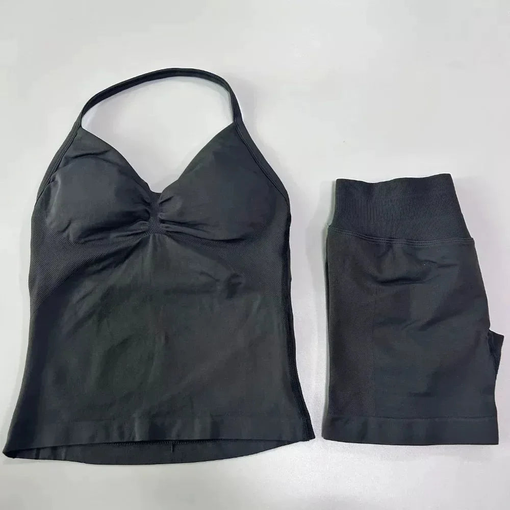 Halter Neck Sports Bra & Shorts Set