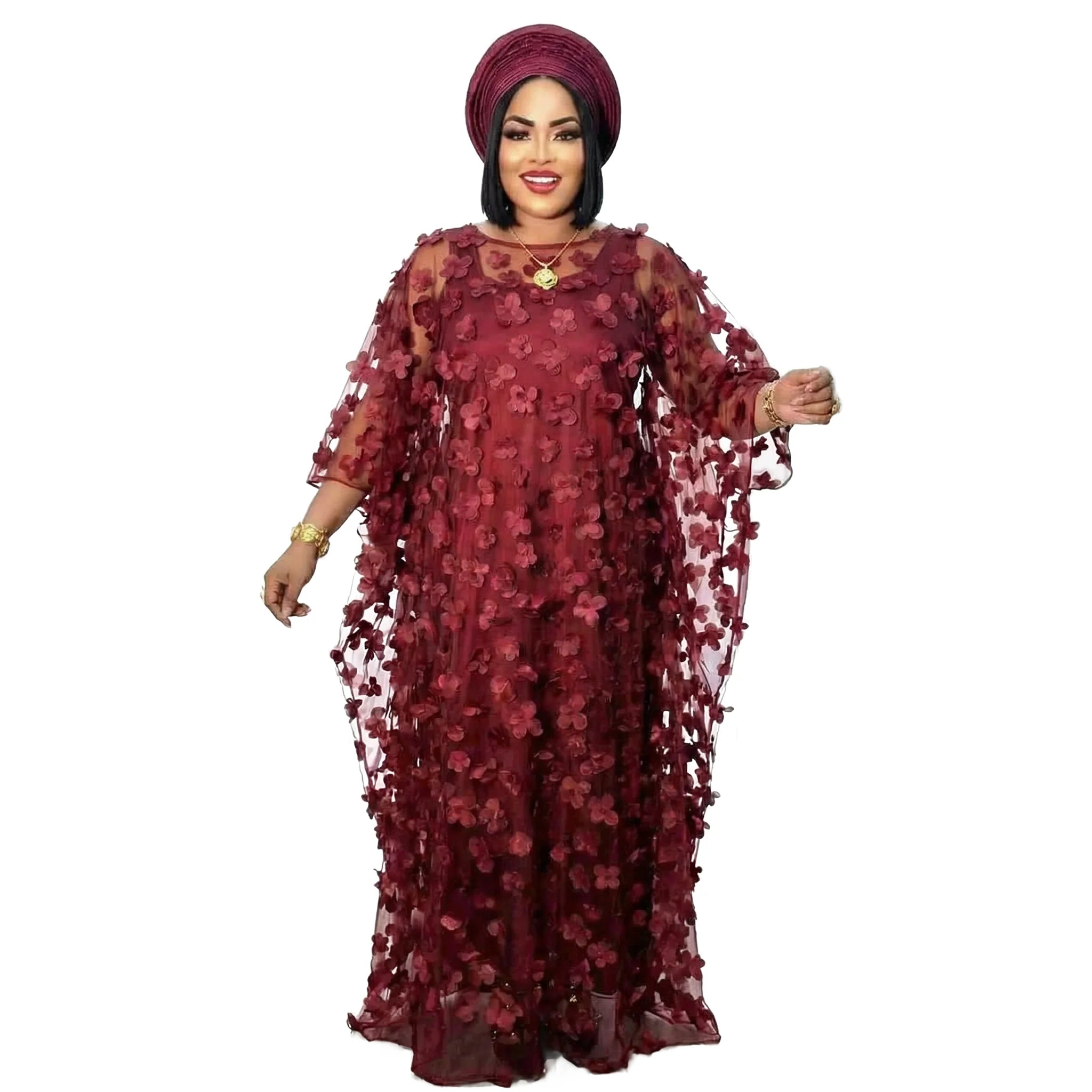 African Embroidery Plus Size Church Party Dress