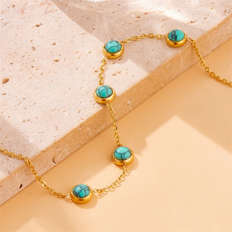 Turquoise Necklace, Bracelet & Earrings Jewellery Set
