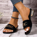 Bohemian Buckle Kitten Heel Sandals