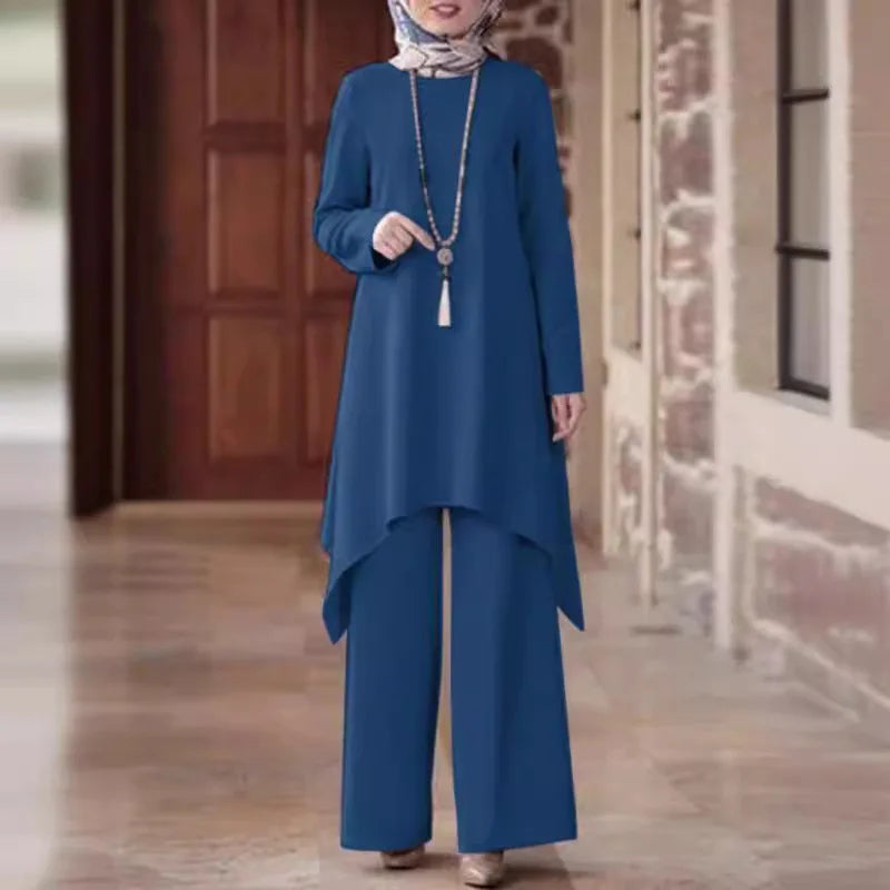 Eid Kaftan Abaya & Wide Leg Pants Set