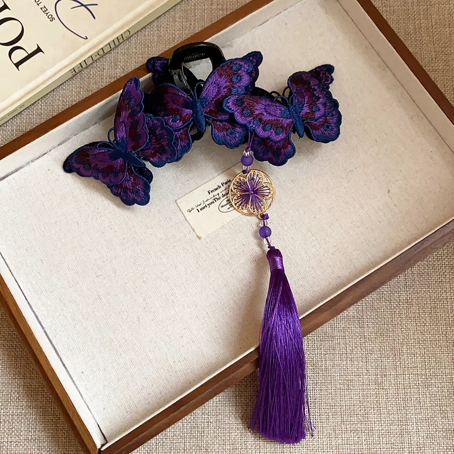 Chinese Butterfly Flower Tassel Hair Claw