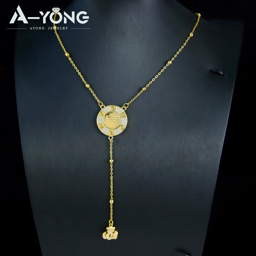 Islamic Gold Coins Long Pendant Necklace