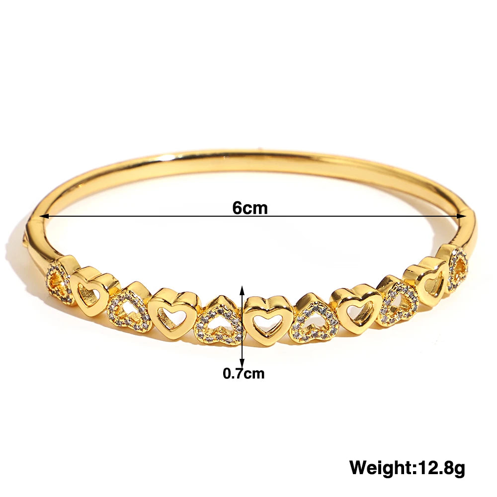 Cubic Zirconia Gold Stainless Steel Bangle