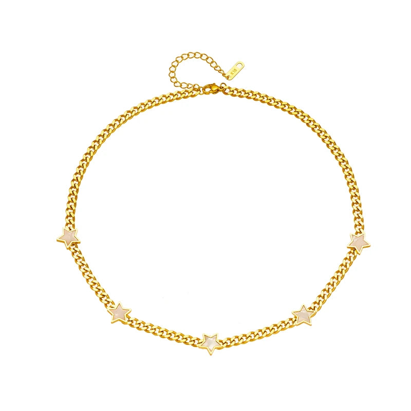 Pentagram Star Pendant Thick Chain Choker Necklace