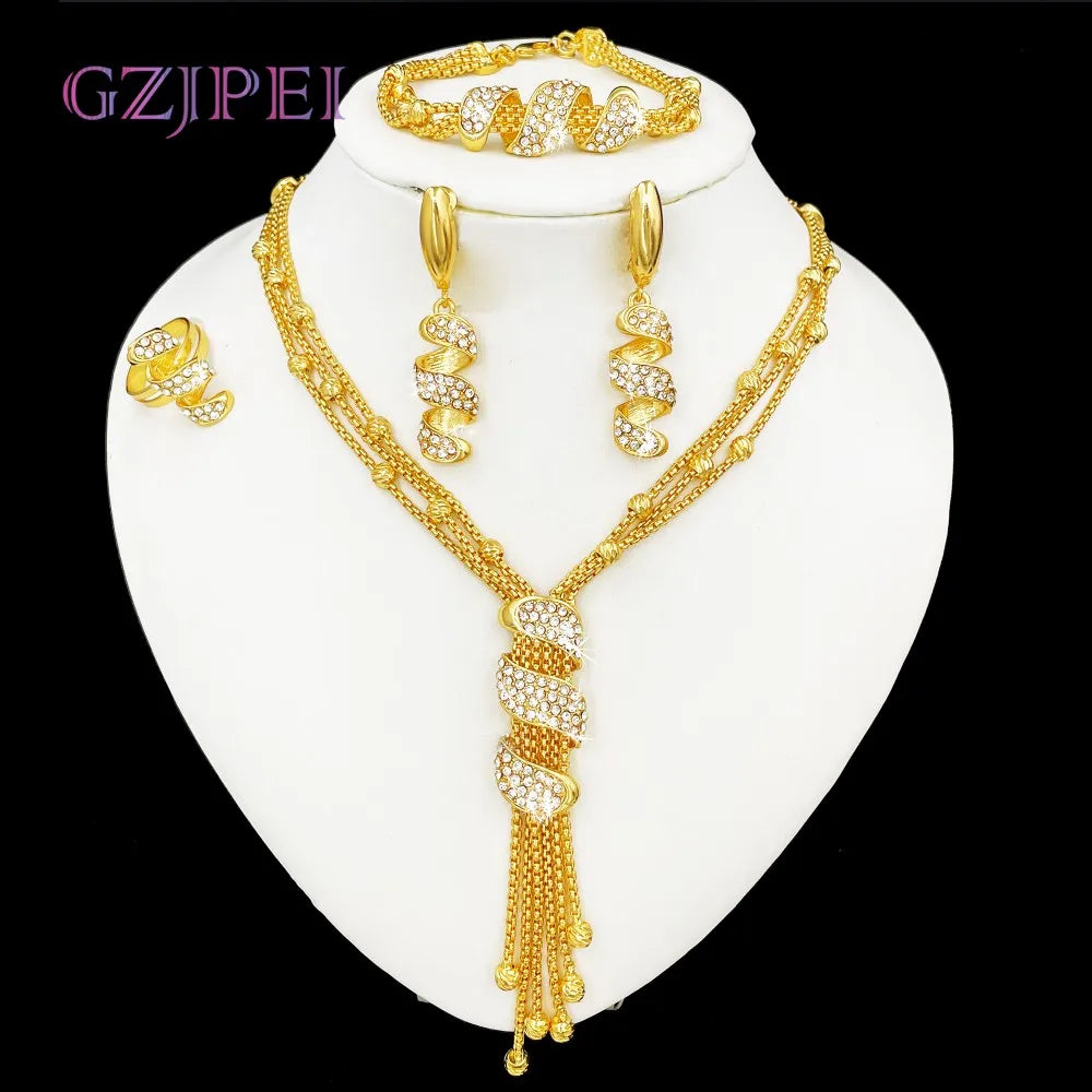 Dubai Gold Tassel Jewellery Set