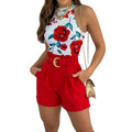 Floral Print Vest & High Waist Trousers Set