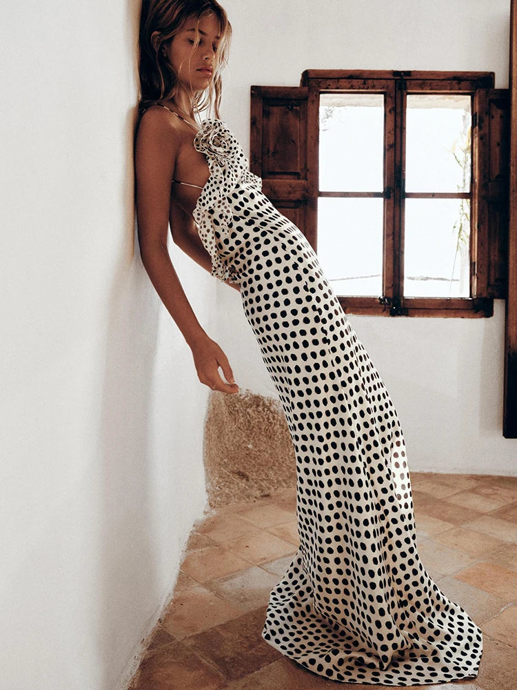 Polka Dot Spaghetti Strap Beach Maxi Dress