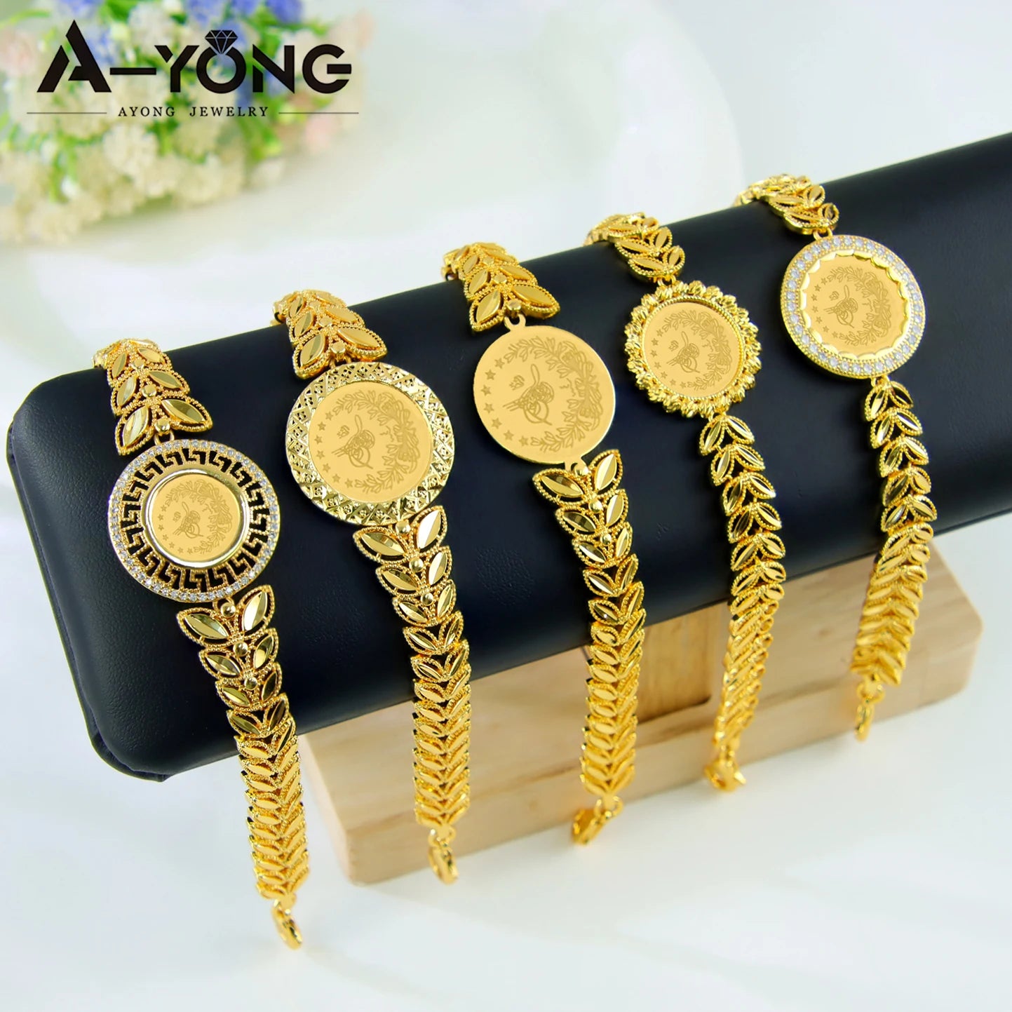 Turkish Classic Gold Coins Cuff Bangle