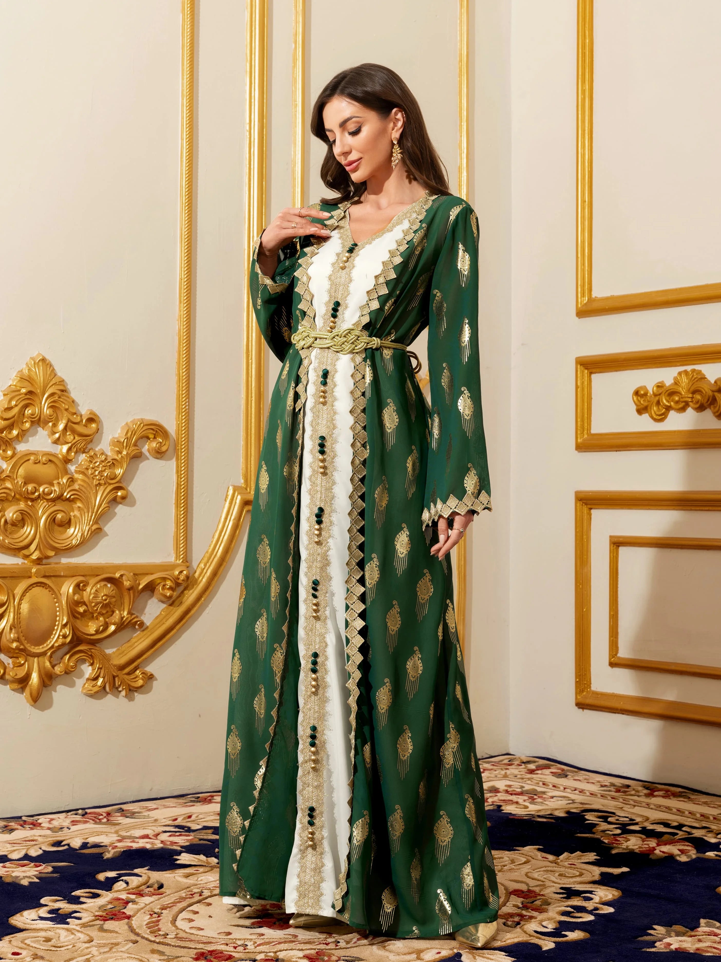 Gold Lace Moroccan Kaftan Abaya