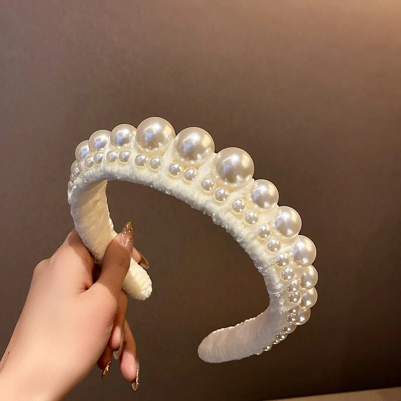Full Rhinestone Leaf Pearl Headband