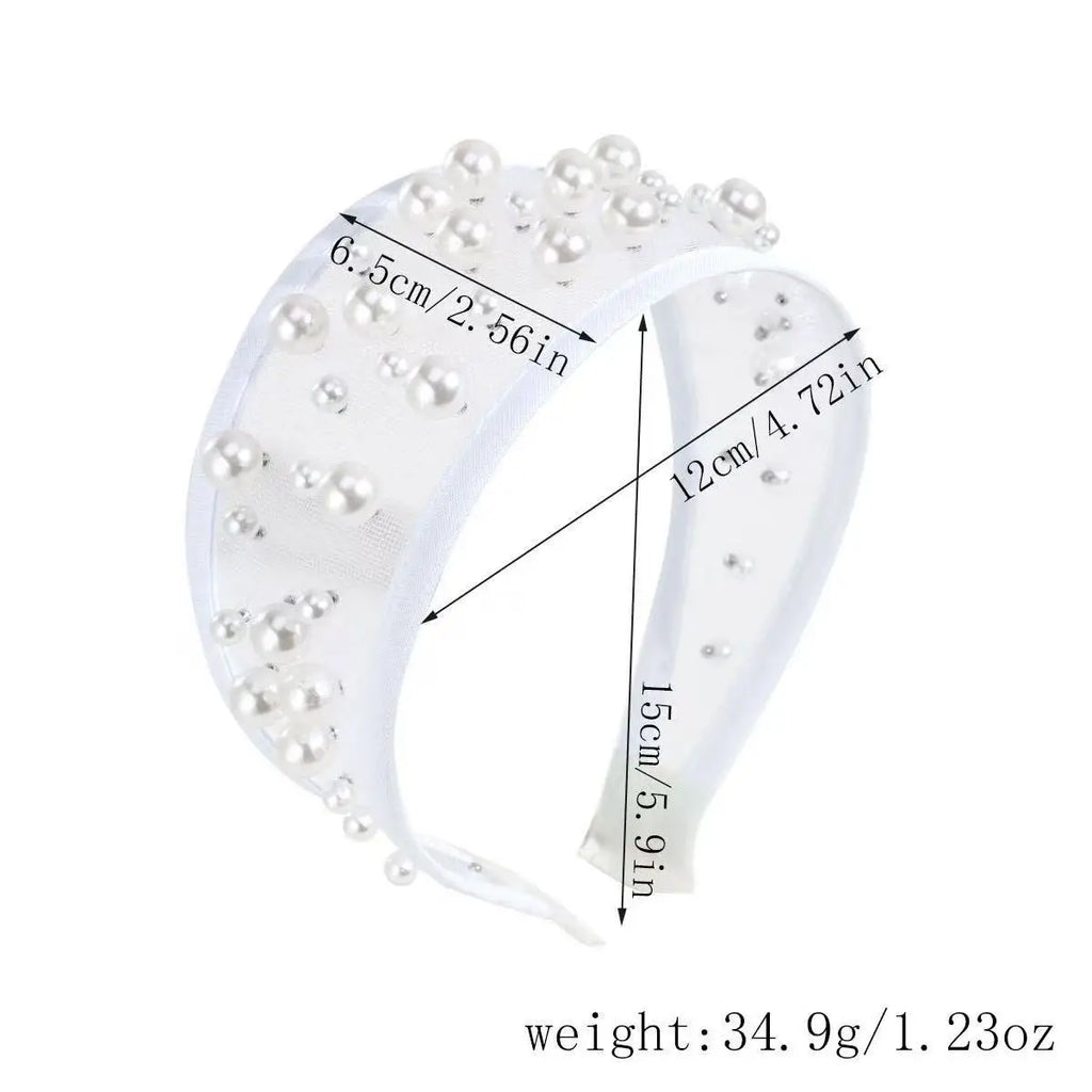 Wide Mesh Pearl Headband