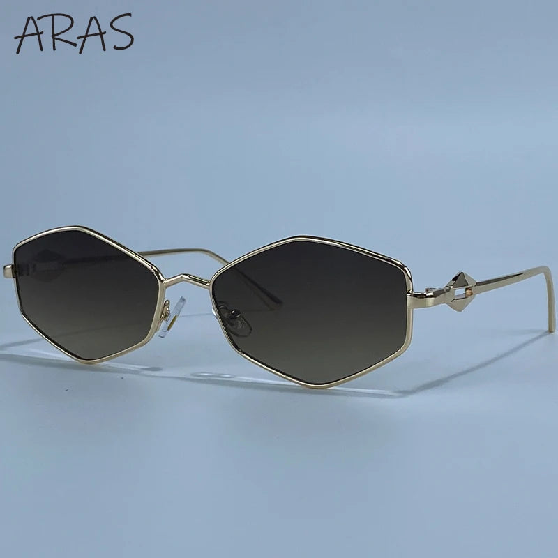 New Vintage Fashion Hexagon Sunglasses Women 2026 Luxury Brand Sexy Punk Rhombus Sun Glasses For Lady Metal Frame Eyewear Shades
