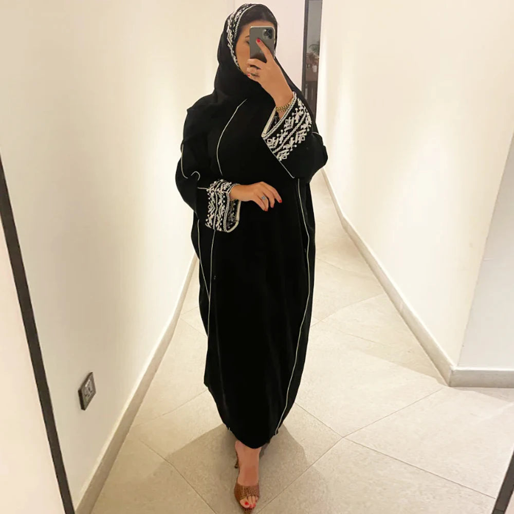 Embroidered Kimono Coat Abaya Caftan