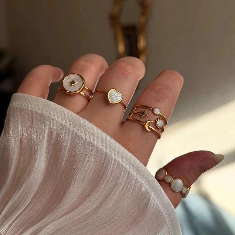 White Enamel Drip Glaze Ring