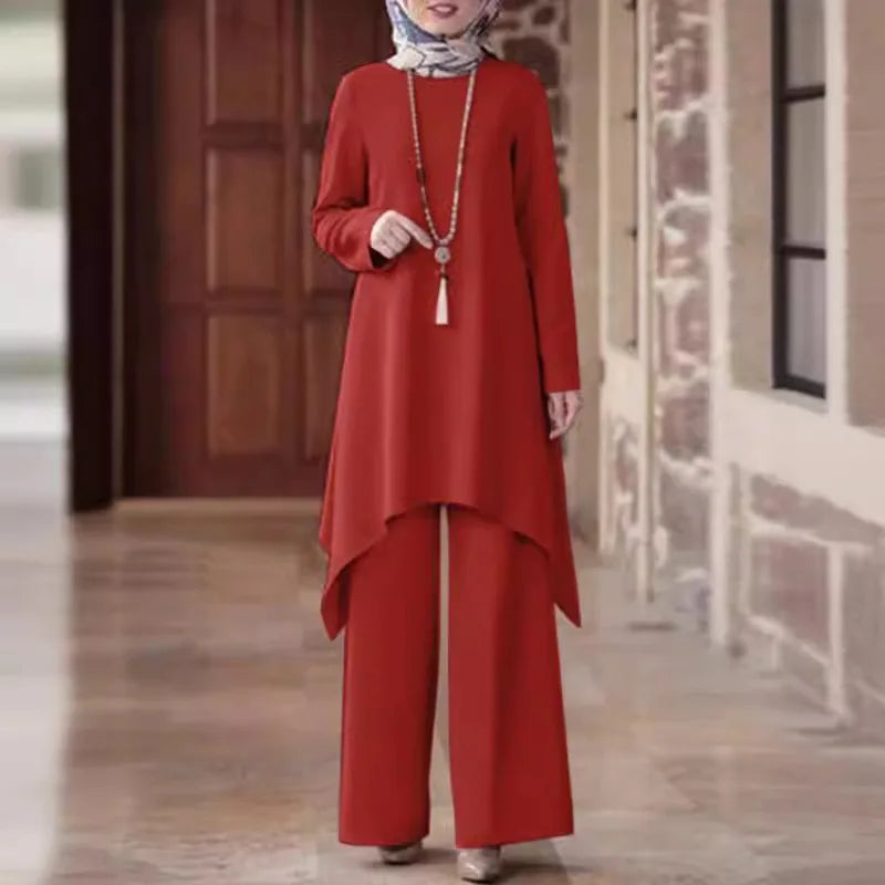 Eid Kaftan Abaya & Wide Leg Pants Set