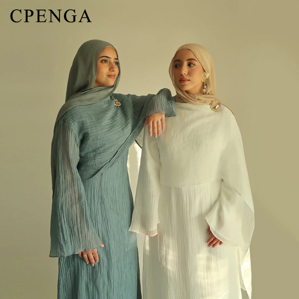 Solid Colour Elegant Abaya Cardigan Set