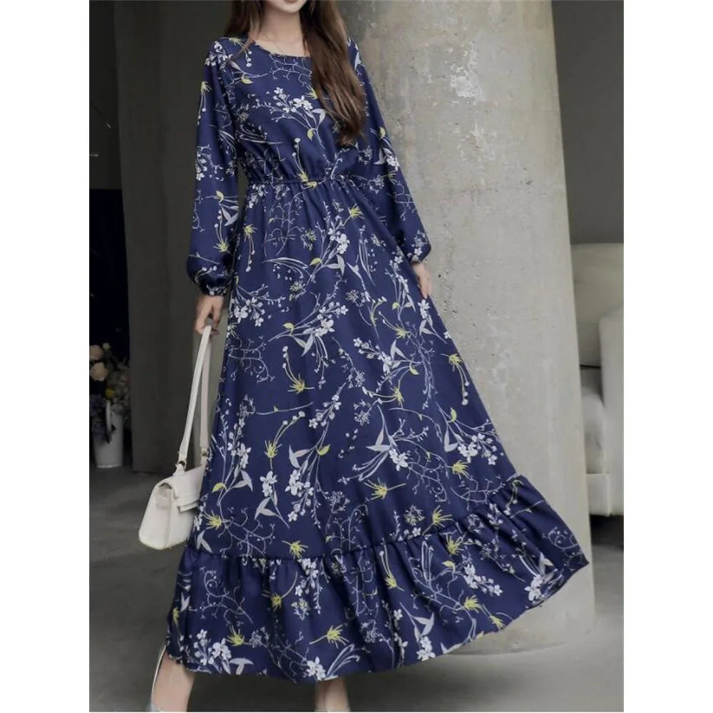Bohemian Solid Maxi Abaya Dress