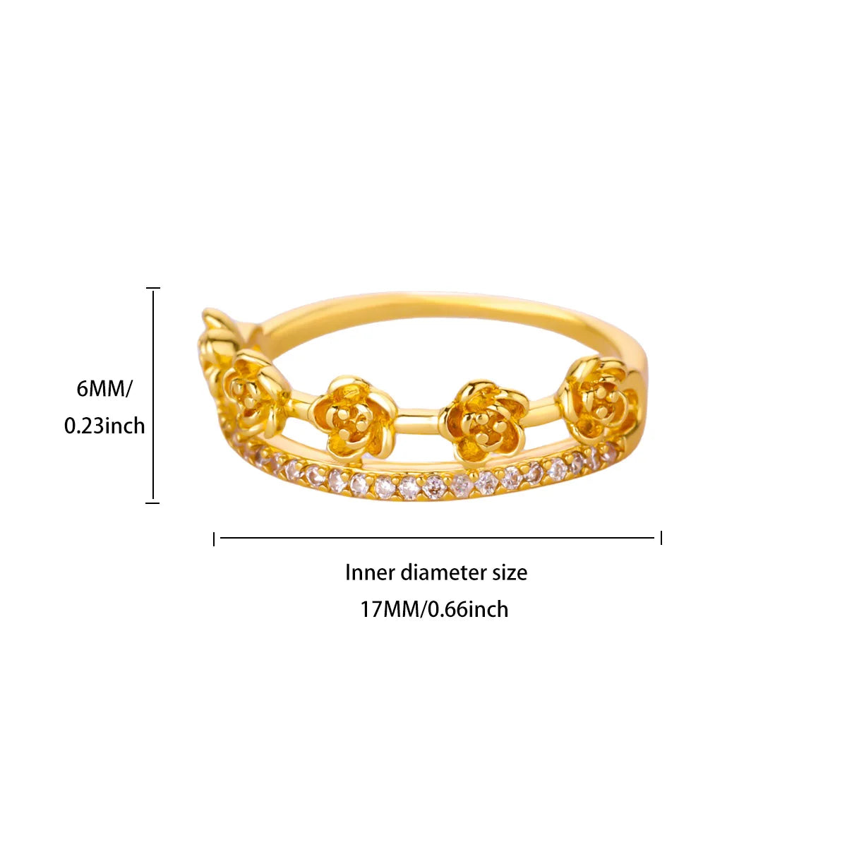 Stainless Steel Cross Flower Heart Ring 18K Gold-plated Anti Fading Rings Women Wedding Golden Jewelry Vacation Accessories Gift