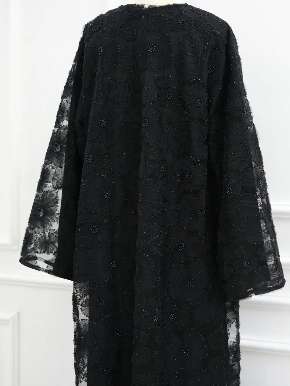 Beading Flower Cardigan Abaya Dress