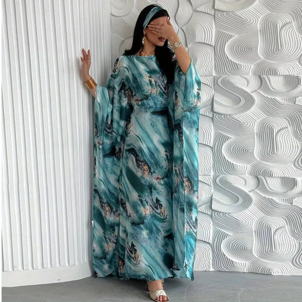 Printed Pullover Kaftan Jilbab Maxi Dress