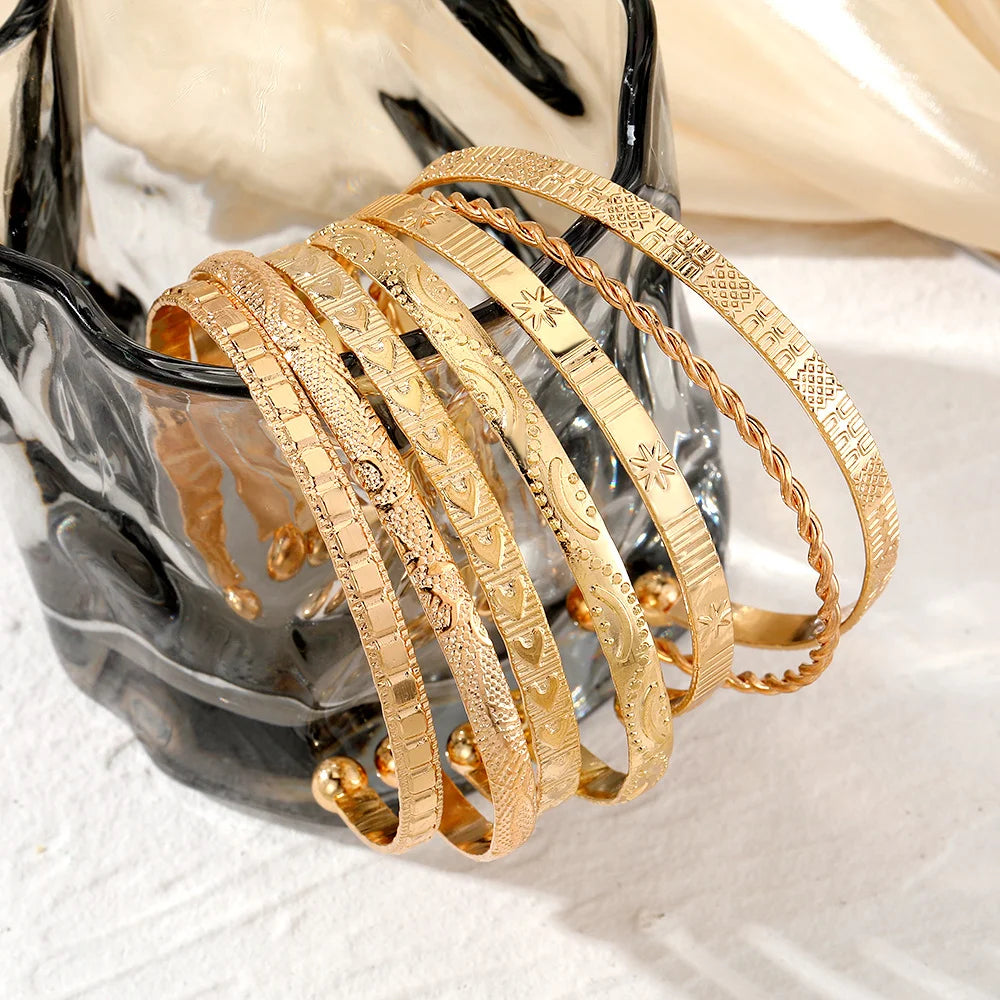 7 Pcs/Set Boho Golden Cuff Bracelet