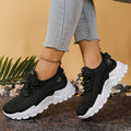 Women's Chunky Dad/Mom Sneakers 4cm Heightening Knit Mesh Breathable Non-Slip Lace Up Casual Athletic Trainers