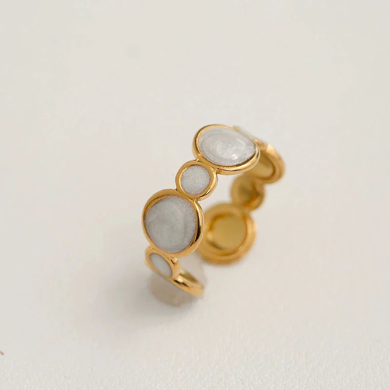 White Enamel Drip Glaze Ring