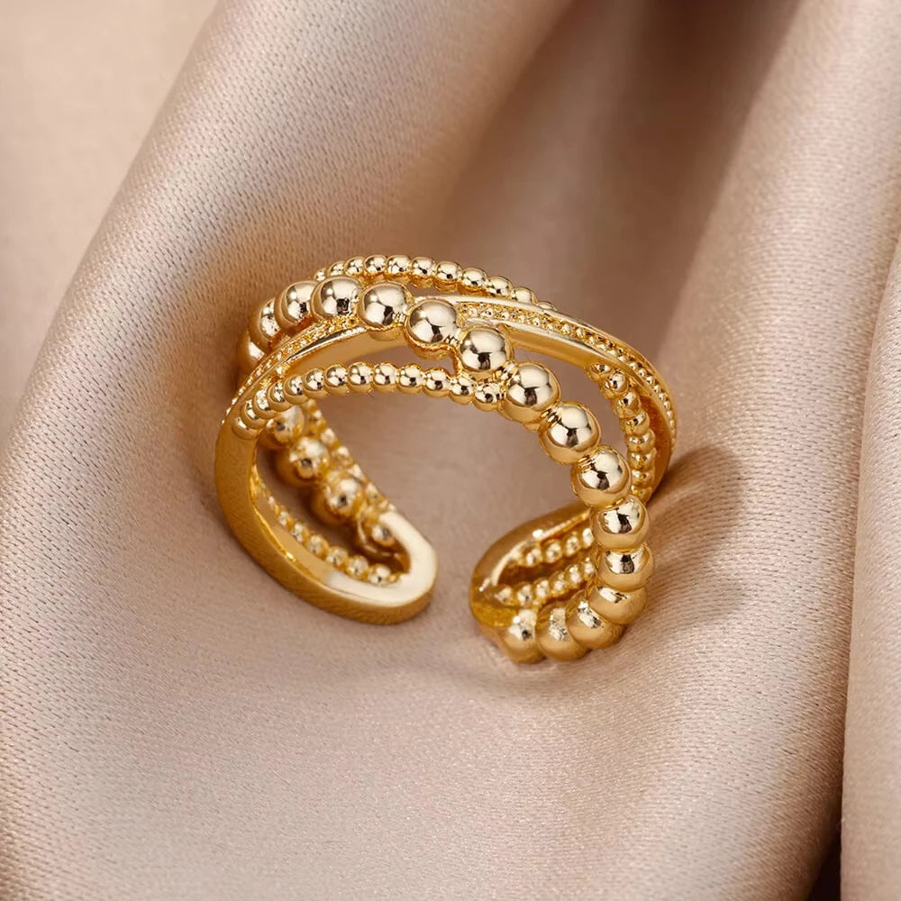 Golden Geometric Adjustable Ring