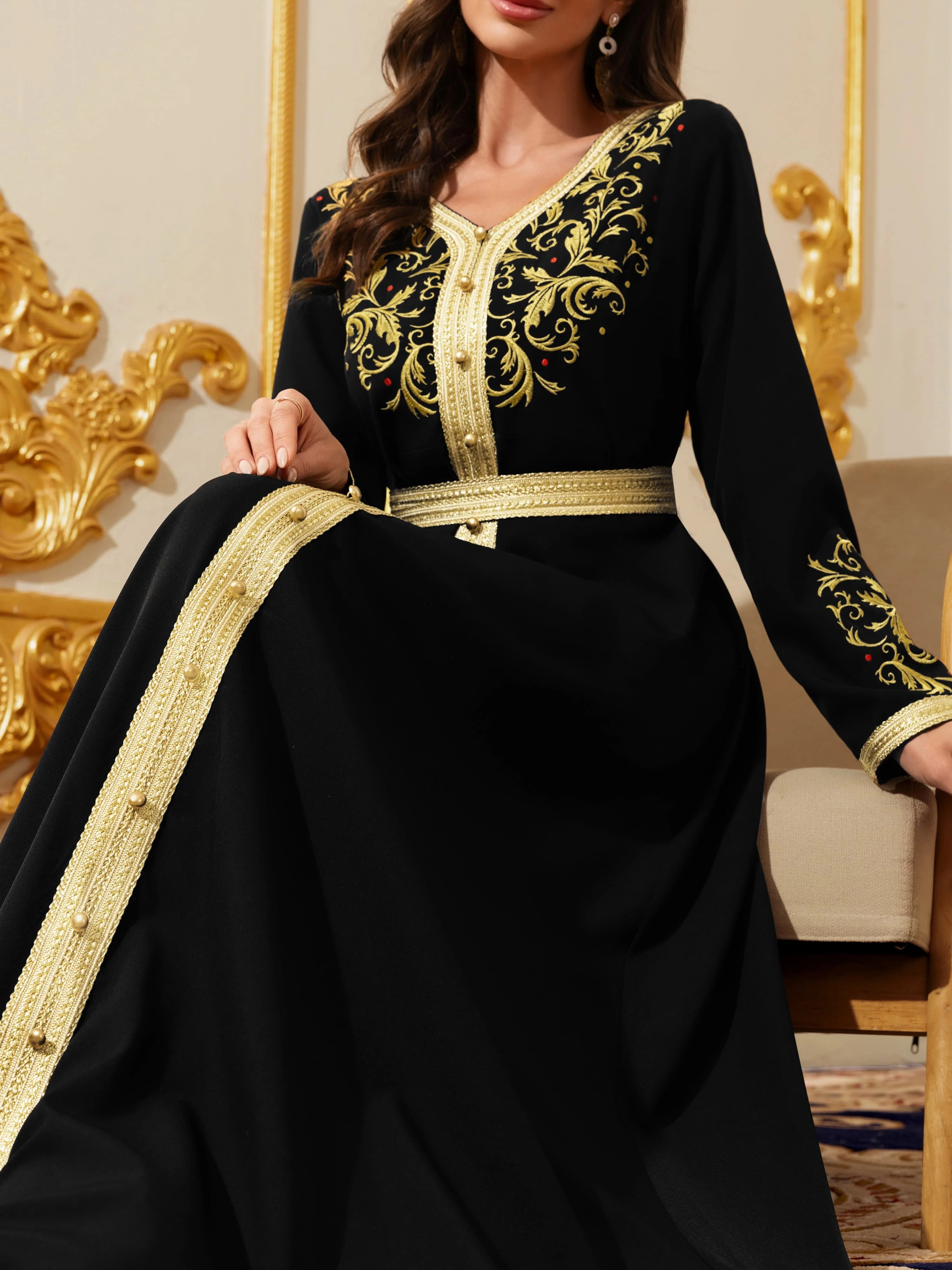Gold Embroidered Islamic Evening Gown