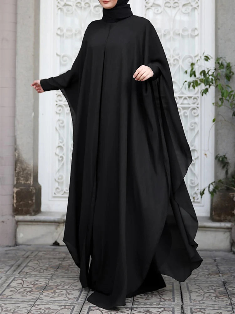 Chiffon Long Sleeve Hijab Abaya Dress