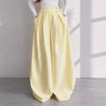 Solid Yellow Pant 2 Piece Set Women's Full Sleeves Buttons Waist-cinching Coats Wide-leg Trousers 2026 New Ladies Autumn Outfit