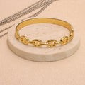 Gold D-Chain Snap-On Bangle Bracelet