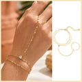 Gold Double Layer Hand Chain Ring Bracelet