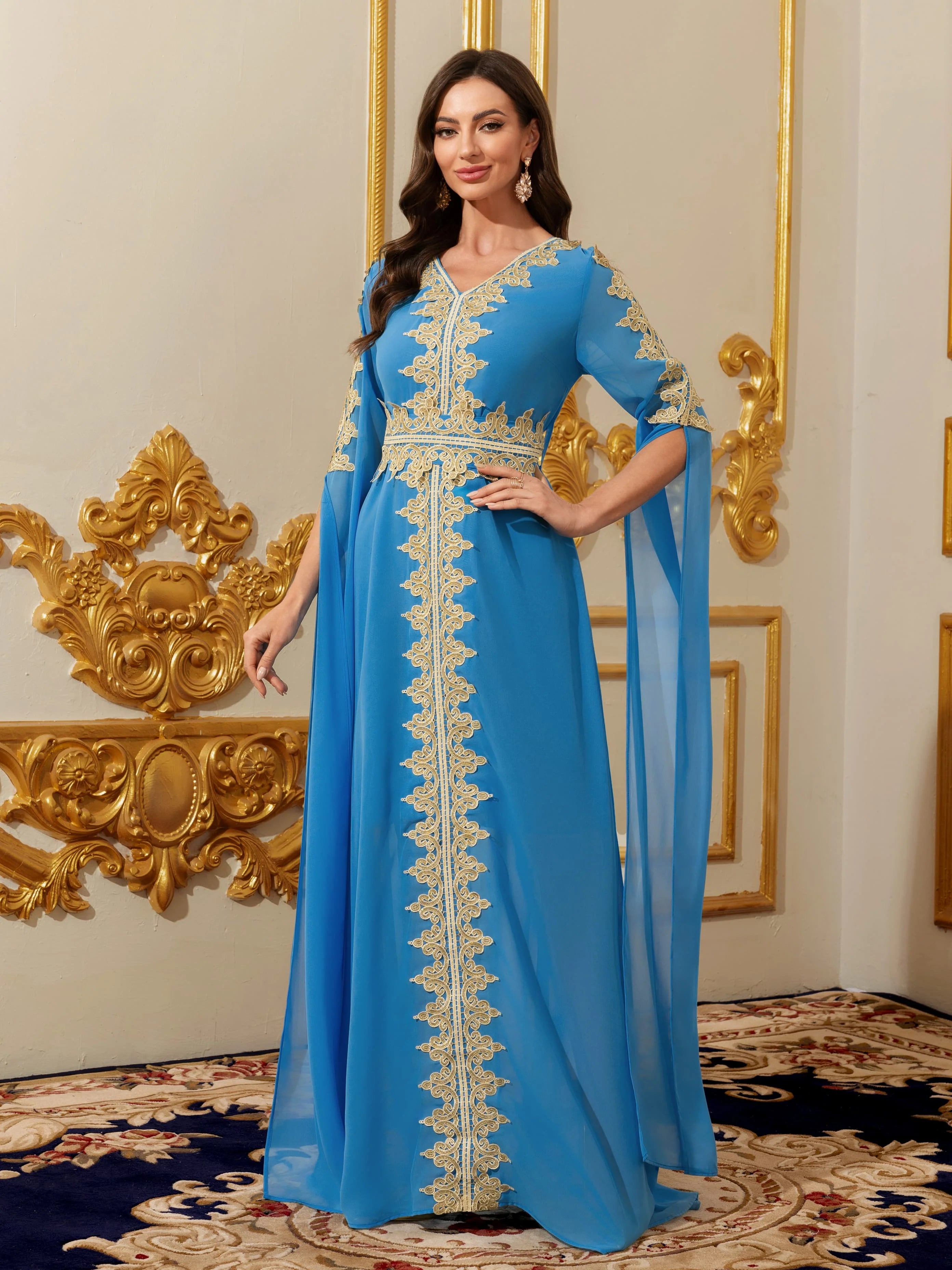 Lace Ethnic Moroccan Abaya Kaftan Dress
