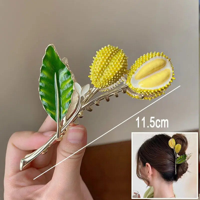 Flower Durian Shark Clip Hair Claw