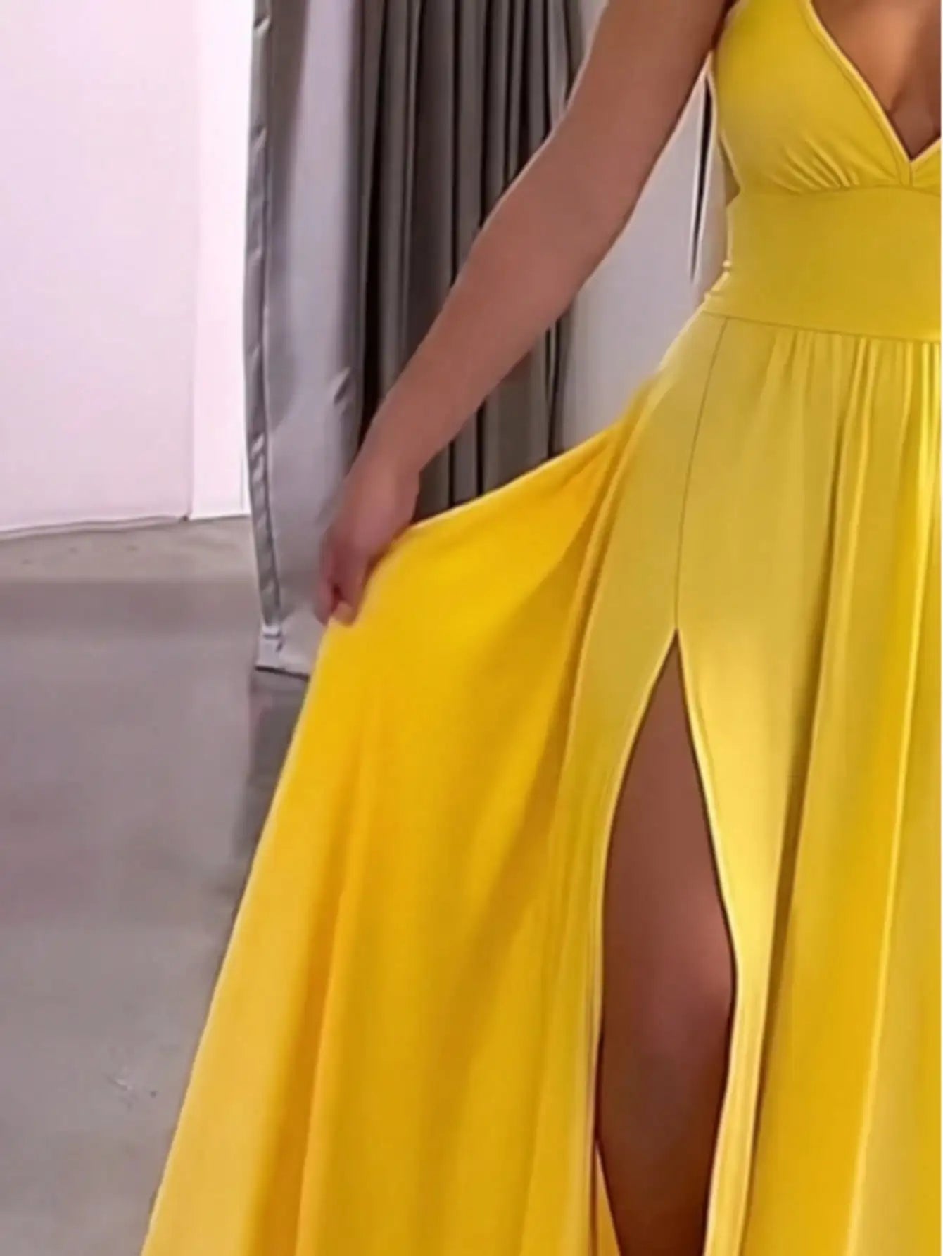 Slit Lace-Up Backless Camisole Dress