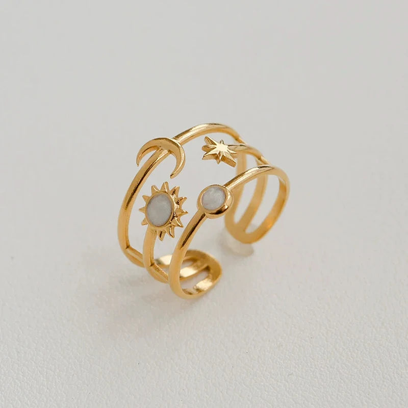 White Enamel Drip Glaze Ring