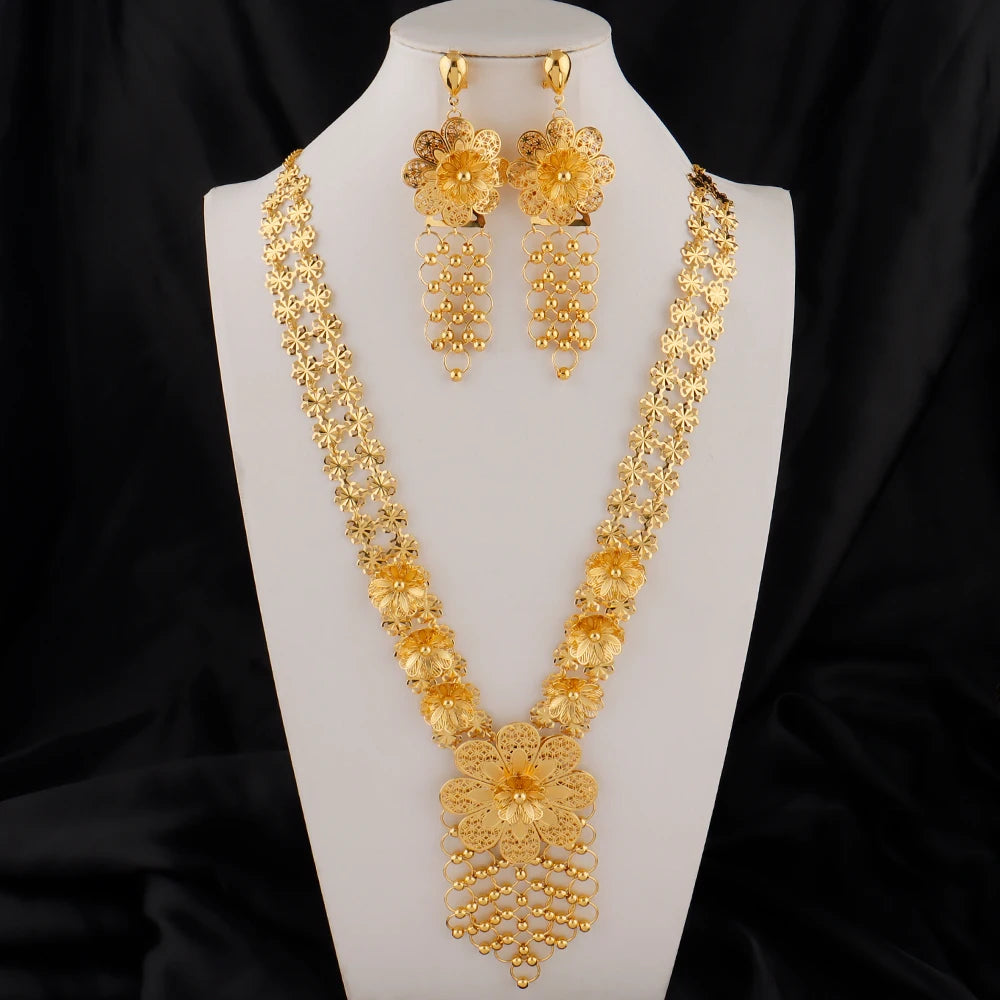 Golden Blossom Necklace Set