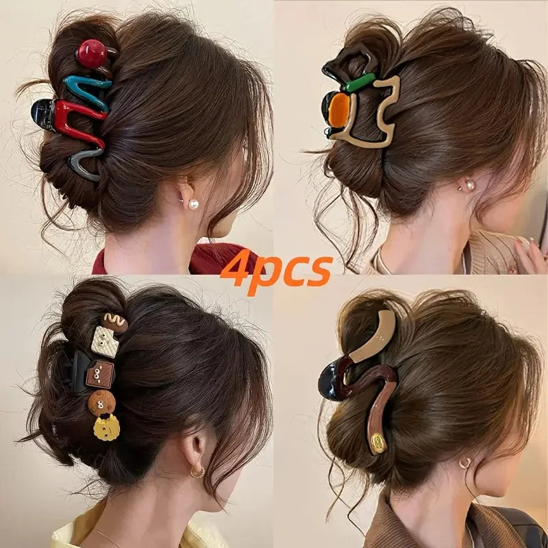 4-Piece Wavy Shark Claw Hair Clips Set