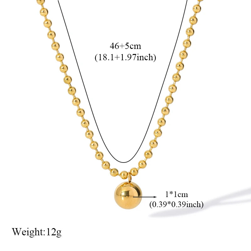 Gold Bead Ball Necklace Bracelet & Earrings Set