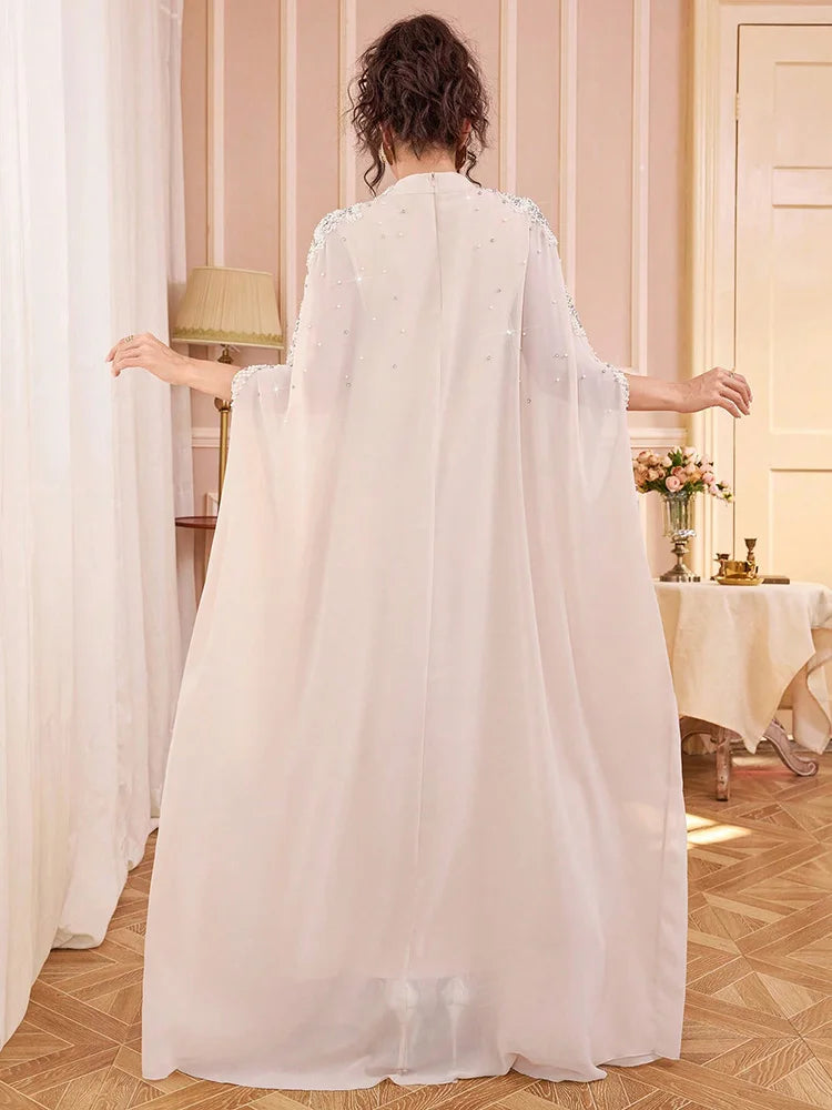 Sequin Beaded Batwing Sleeve Party Abaya