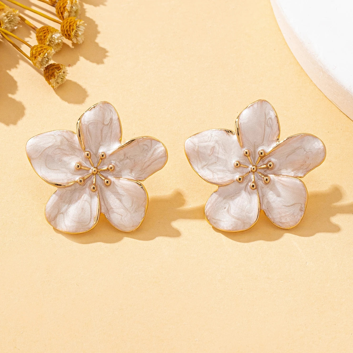 Golden Blossom Stud Earrings