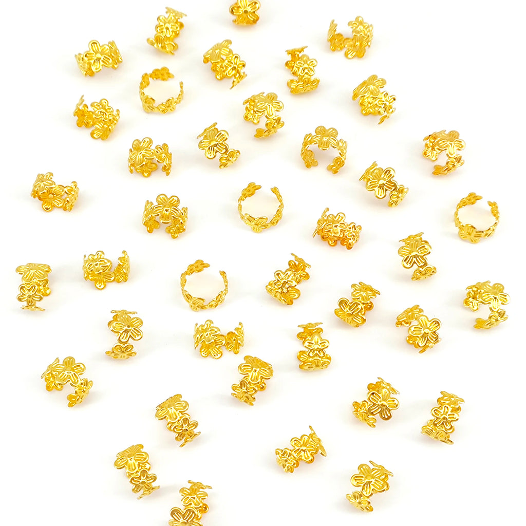 40-Piece Vine Leaf Alloy Hair Braid Rings