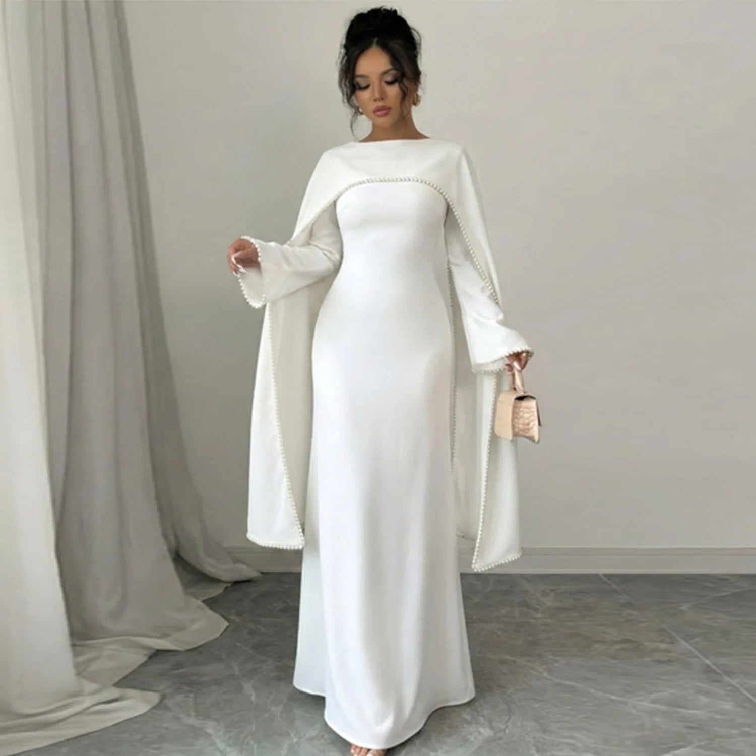 Puff Sleeve Kimono Kaftan Abaya Dress