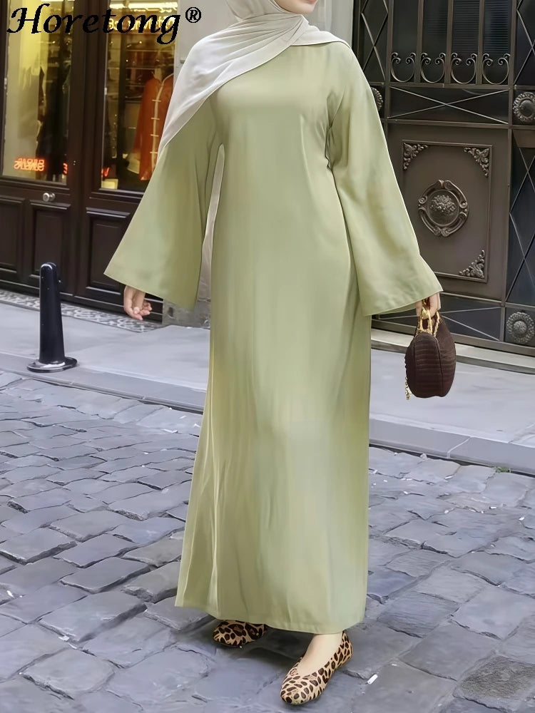 Belted Flare Sleeve Modest Abaya Maxi Robe