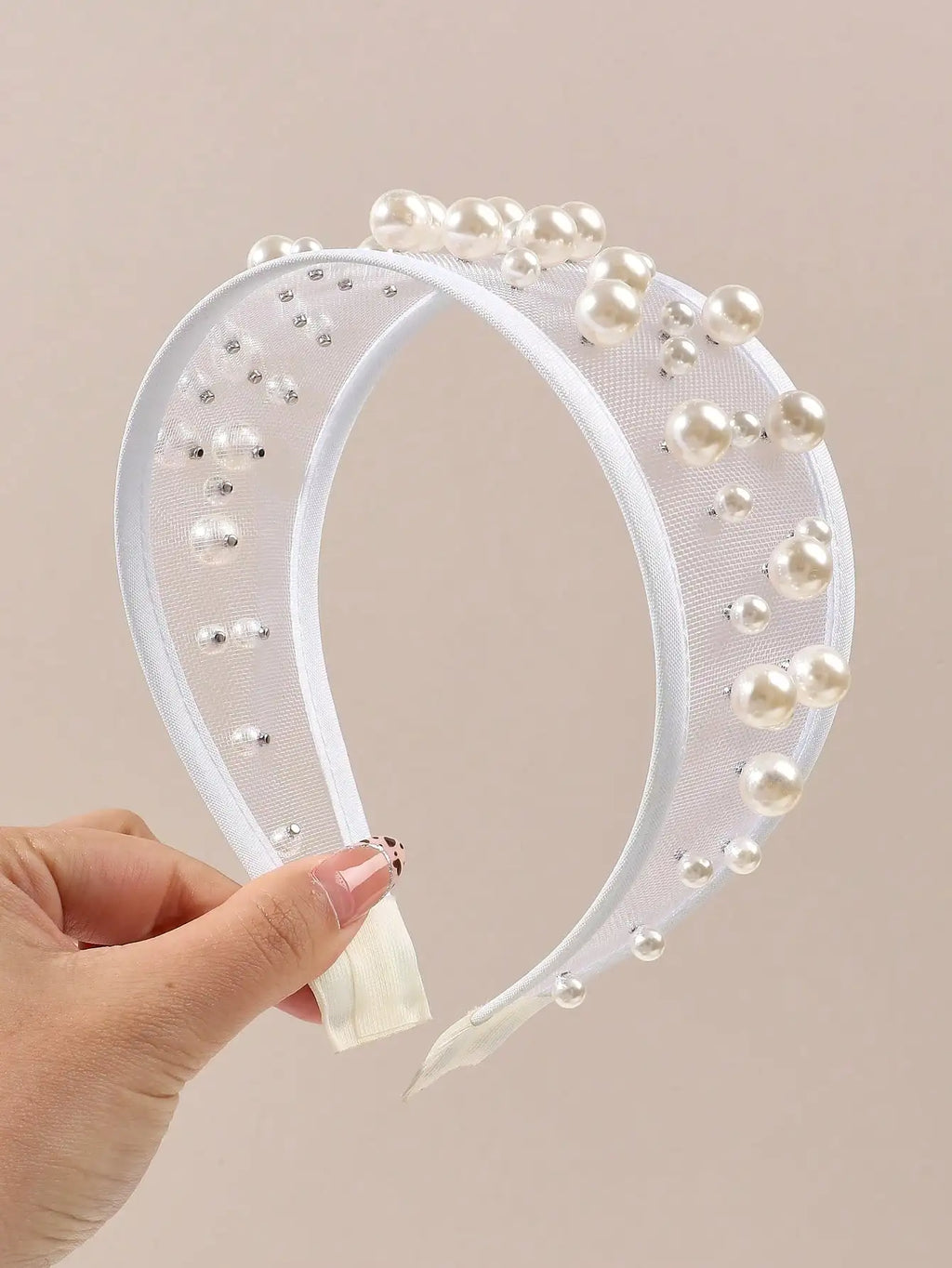 Wide Mesh Pearl Headband