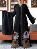 Chiffon Diamond Long Sleeve Abaya Dress