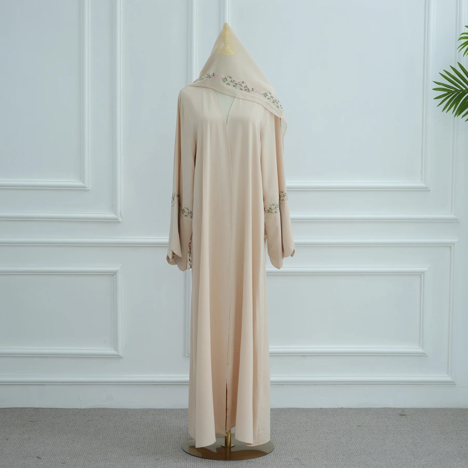 Luxurious Floral Embroidery Hijab Abaya Kaftan
